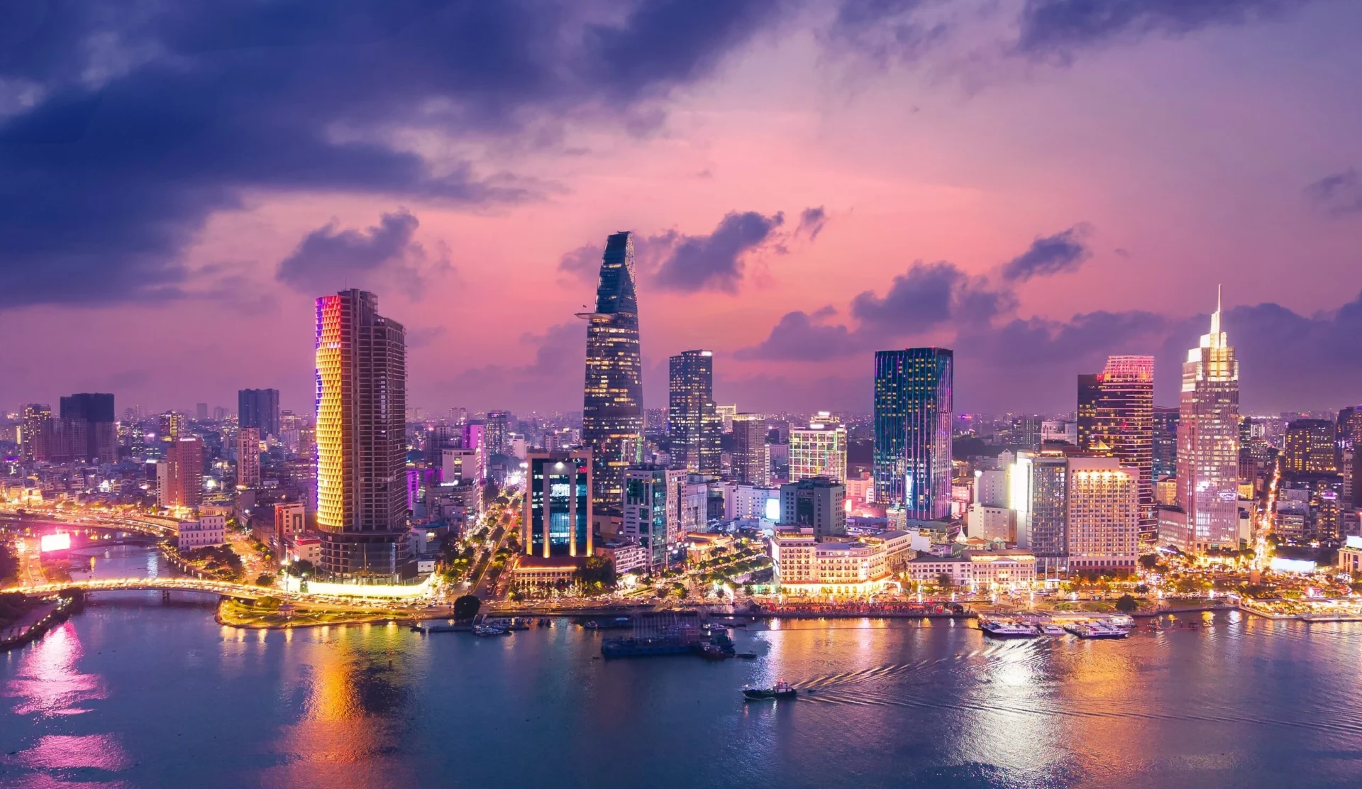 Ho Chi Minh City skyline at sunset
