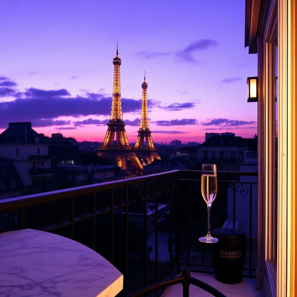Paris rooftops at golden hour
