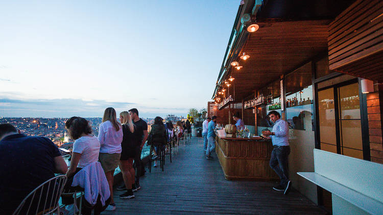 Monkey Bar rooftop in Istanbul at sunset